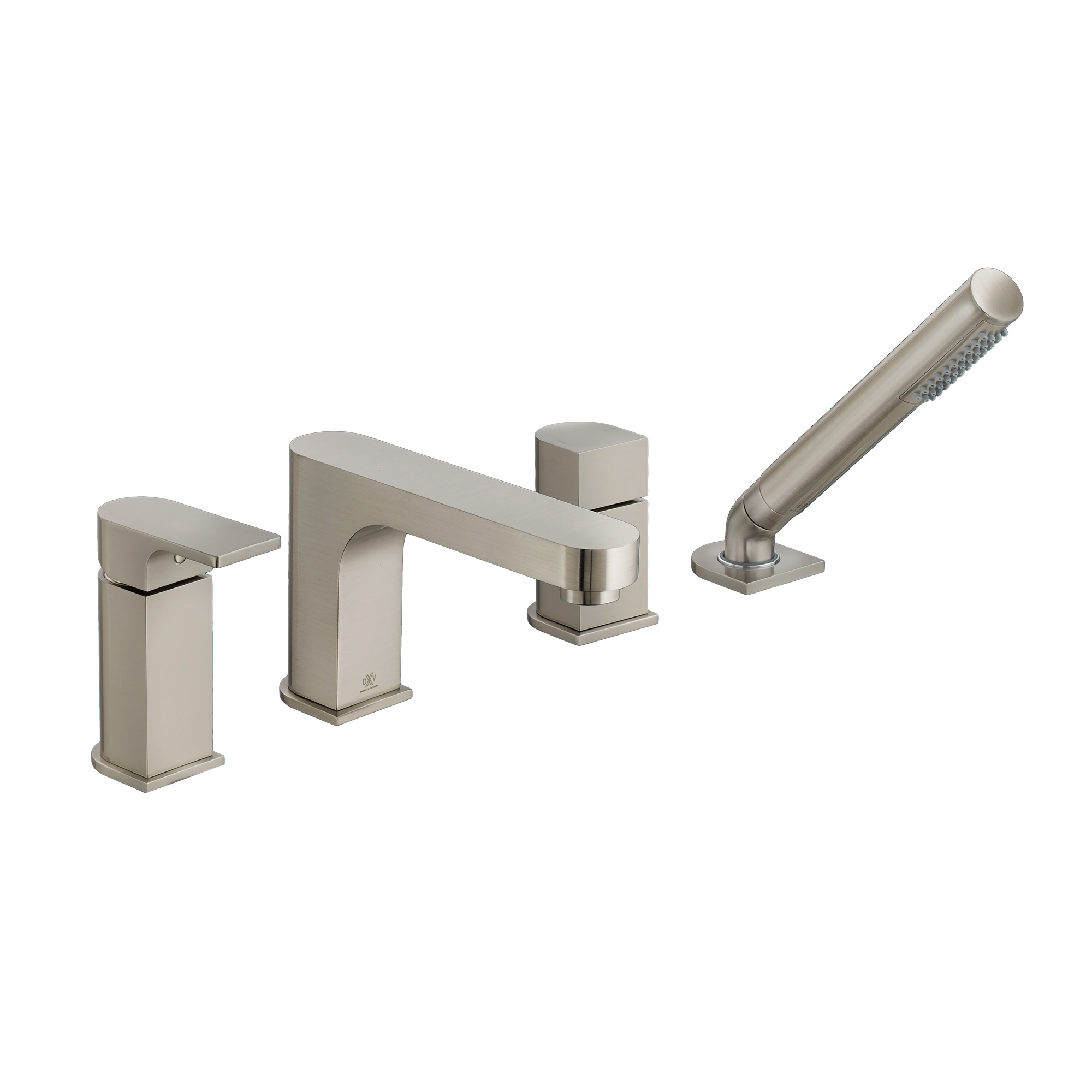 Equility Single Handle Deck Mount Bathtub Faucet with Hand Shower and Lever Handle